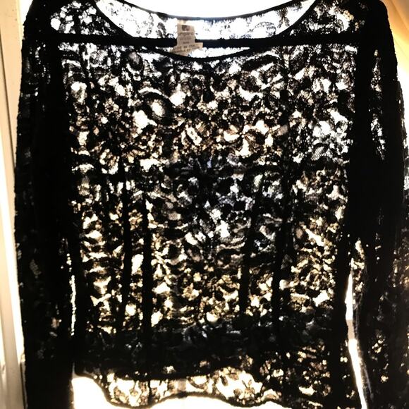 Vintage Ungaro parallele Paris Elegant Black Lace Women 14 Top made in Italy - Picture 10 of 11